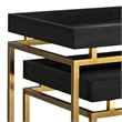 Simpli Home Macy 2-Piece Solid Wood & Metal Nesting Table in Black/Gold