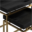Simpli Home Macy 2-Piece Solid Wood & Metal Nesting Table in Black/Gold