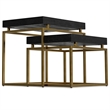 Simpli Home Macy 2-Piece Solid Wood & Metal Nesting Table in Black/Gold