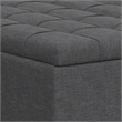 Simpli Home Harrison Square Transitional Wood & Fabric Storage Ottoman in Gray