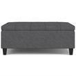 Simpli Home Harrison Square Transitional Wood & Fabric Storage Ottoman in Gray