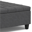 Simpli Home Harrison Square Transitional Wood & Fabric Storage Ottoman in Gray