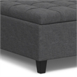 Simpli Home Harrison Square Transitional Wood & Fabric Storage Ottoman in Gray