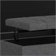 Simpli Home Harrison Square Transitional Wood & Fabric Storage Ottoman in Gray