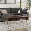 Simpli Home Hunter Rectangle Wood Coffee Table with Lift Top in Walnut Brown