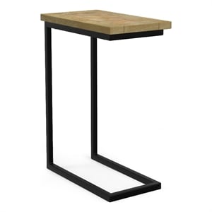 Skyler SOLID WOOD & Metal 20&quot WD Industrial C Side Table with Inlay in Natural