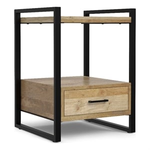 Riverside SOLID MANGO WOOD 22&quot Wide Modern Industrial TV Media Stand in Natural