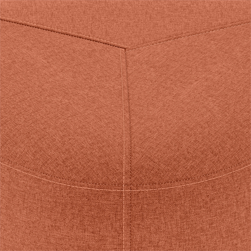 Moore 18 inch Wide Contemporary Small Ottoman in Dusty Orange Linen Look Fabric