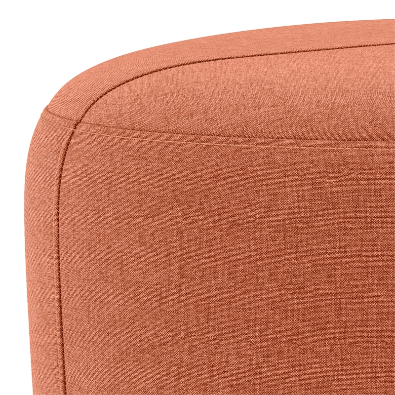 Moore 18 inch Wide Contemporary Small Ottoman in Dusty Orange Linen Look Fabric