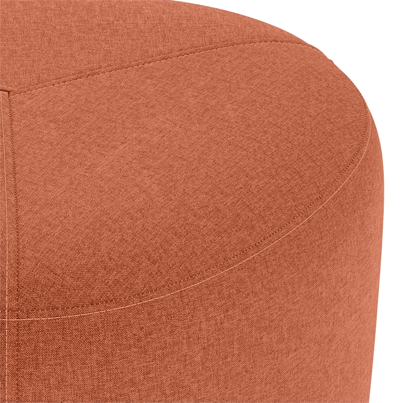 Moore 18 inch Wide Contemporary Small Ottoman in Dusty Orange Linen Look Fabric