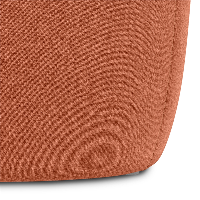 Moore 18 inch Wide Contemporary Small Ottoman in Dusty Orange Linen Look Fabric