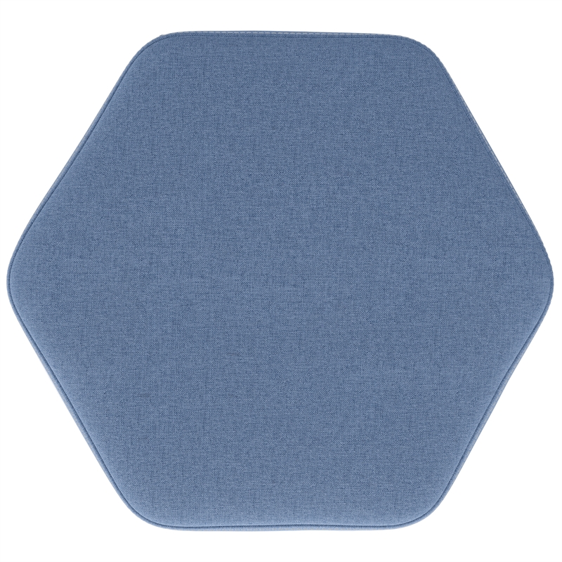 Brock 17 inch Wide Contemporary Footstool in Wedgewood Blue Linen Look Fabric