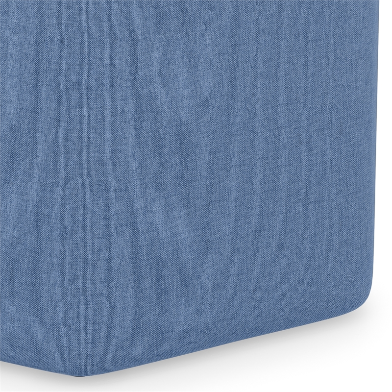 Brock 17 inch Wide Contemporary Footstool in Wedgewood Blue Linen Look Fabric