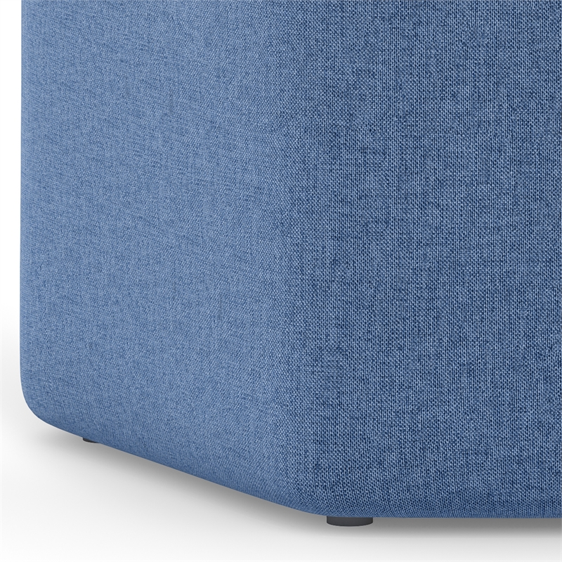 Brock 17 inch Wide Contemporary Footstool in Wedgewood Blue Linen Look Fabric