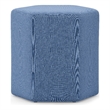 Brock 17 inch Wide Contemporary Footstool in Wedgewood Blue Linen Look Fabric