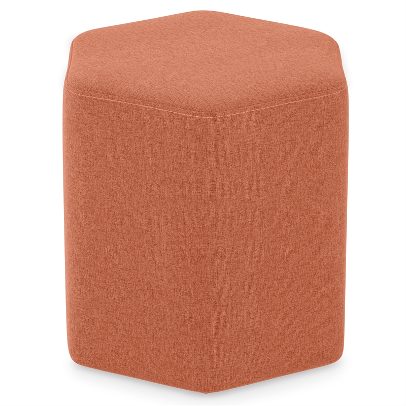 Brock 17 inch Wide Contemporary Footstool in Dusty Orange Linen Look Fabric