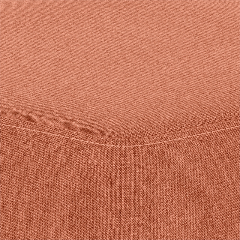 Brock 17 inch Wide Contemporary Footstool in Dusty Orange Linen Look Fabric