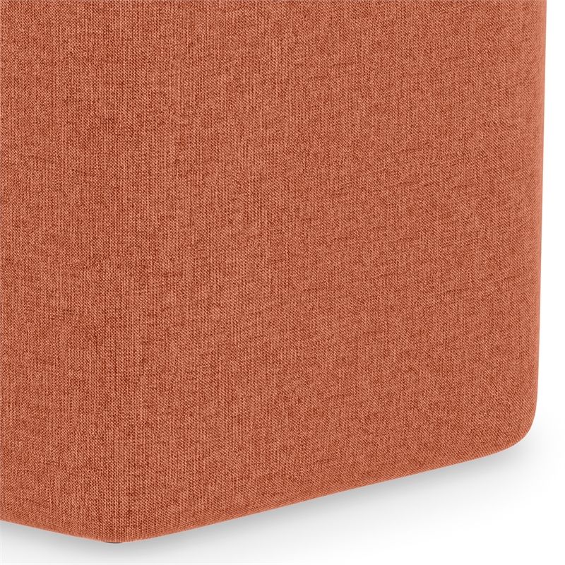 Brock 17 inch Wide Contemporary Footstool in Dusty Orange Linen Look Fabric