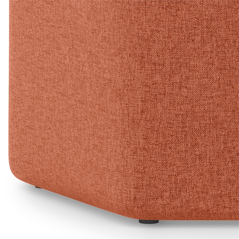 Brock 17 inch Wide Contemporary Footstool in Dusty Orange Linen Look Fabric