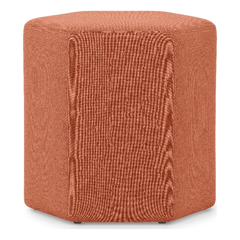 Brock 17 inch Wide Contemporary Footstool in Dusty Orange Linen Look Fabric