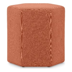 Brock 17 inch Wide Contemporary Footstool in Dusty Orange Linen Look Fabric