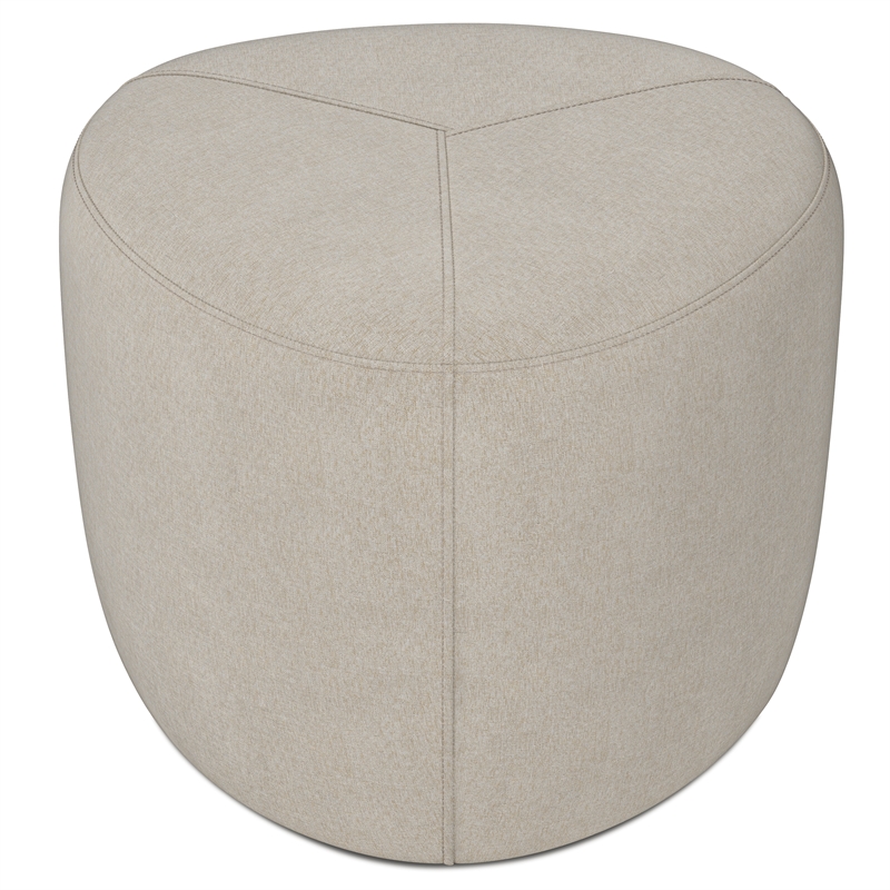 Moore 18 inch Wide Contemporary Small Ottoman in Natural Linen Look Fabric