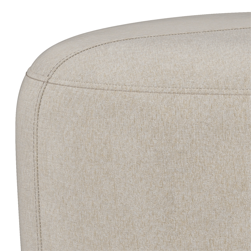 Moore 18 inch Wide Contemporary Small Ottoman in Natural Linen Look Fabric