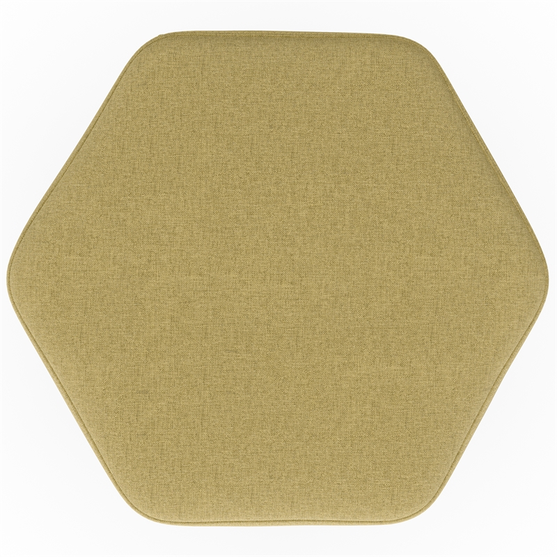 Brock 17 inch Wide Contemporary Footstool in Dijon Yellow Linen Look Fabric