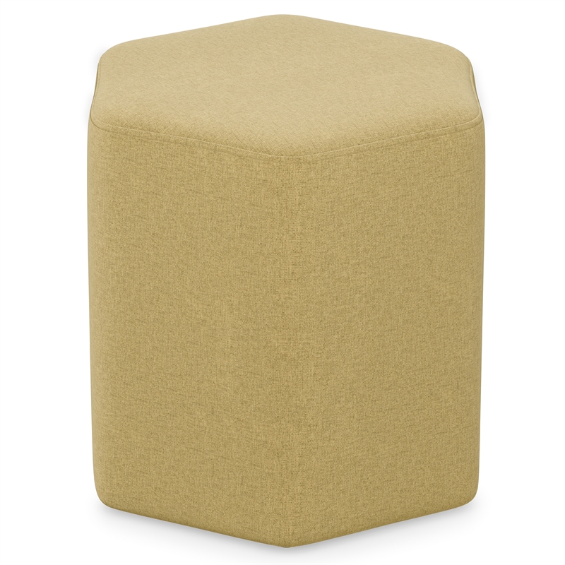Brock 17 inch Wide Contemporary Footstool in Dijon Yellow Linen Look Fabric