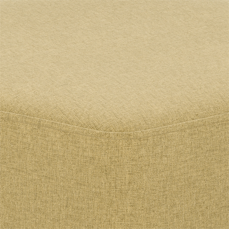Brock 17 inch Wide Contemporary Footstool in Dijon Yellow Linen Look Fabric