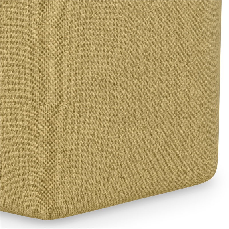 Brock 17 inch Wide Contemporary Footstool in Dijon Yellow Linen Look Fabric