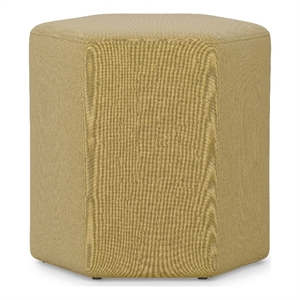 Brock 17 inch Wide Contemporary Footstool in Dijon Yellow Linen Look Fabric