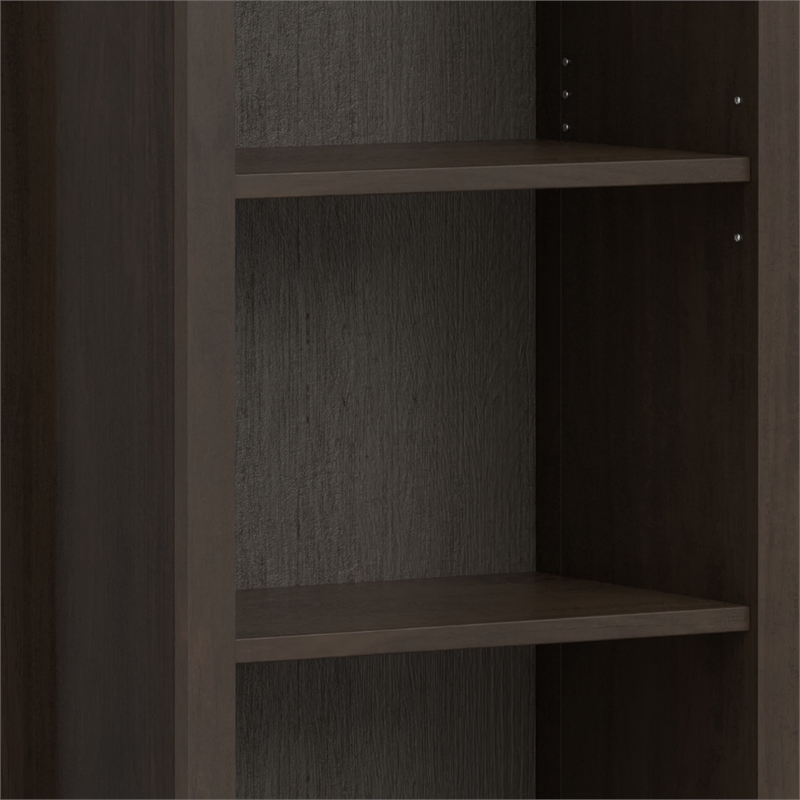 Amherst 24 inch Wide Solid Wood Transitional 5 Shelf Bookcase in Hickory Brown