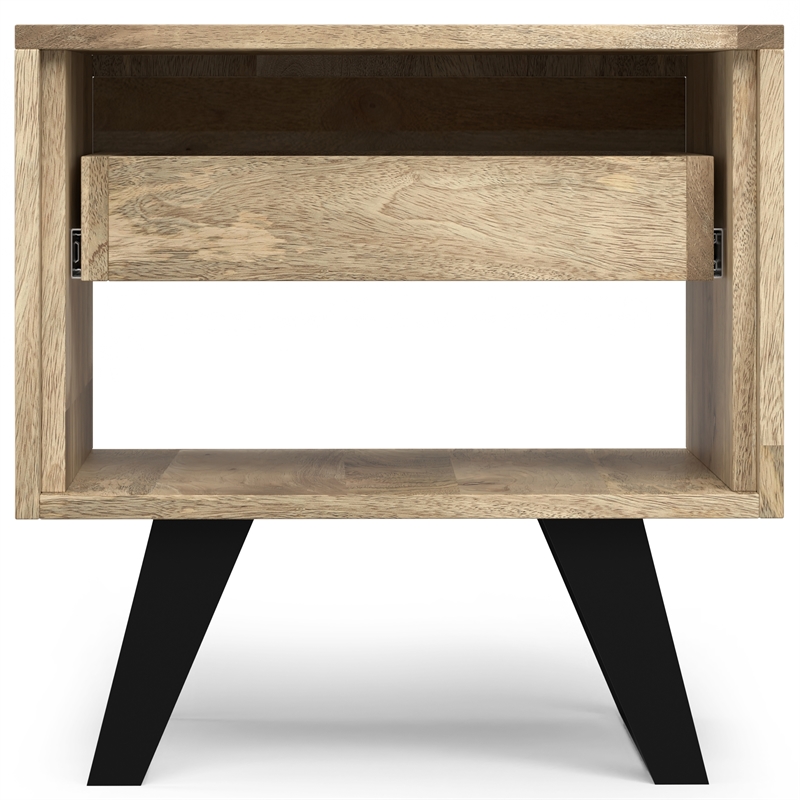 Simpli Home Lowry Solid Wood & Metal End Side Table in Natural/Black