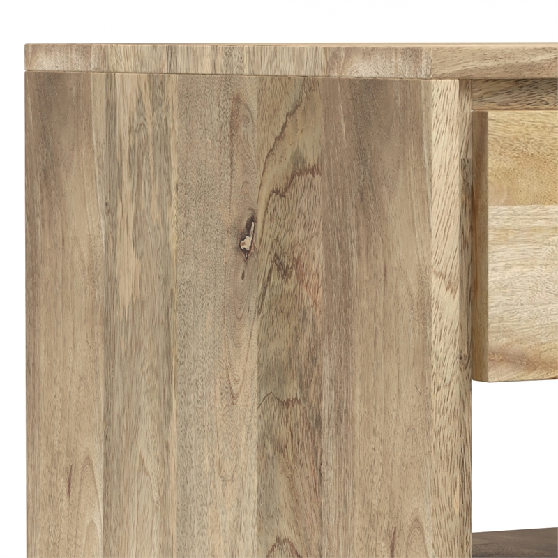 Simpli Home Lowry Solid Wood & Metal End Side Table in Natural/Black