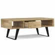 Simpli Home Lowry Solid Wood & Metal Coffee Table in Natural/Black