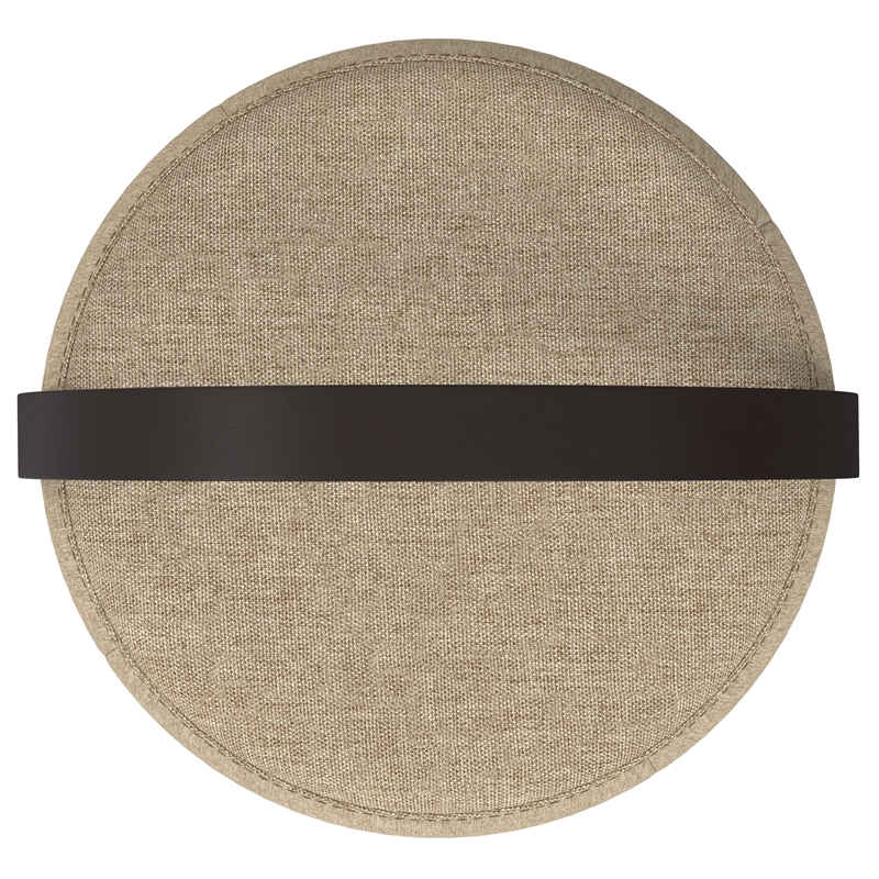 Ramsay 16 inch Wide Contemporary Irregular Footstool in Taupe Linen Look Fabric