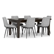 Rosemead/Eastwood Modern 7Pc DiningSet with 6Dining Chairs in Gray Linen Fabric