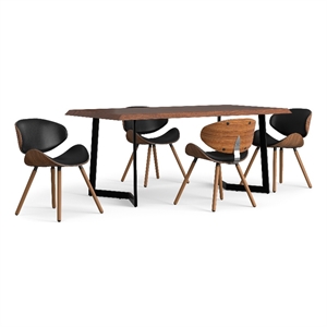 Marana/Watkins WOOD & Metal 72&quot WD Modern 5 Pc Dining Set with 4Chairs in Black