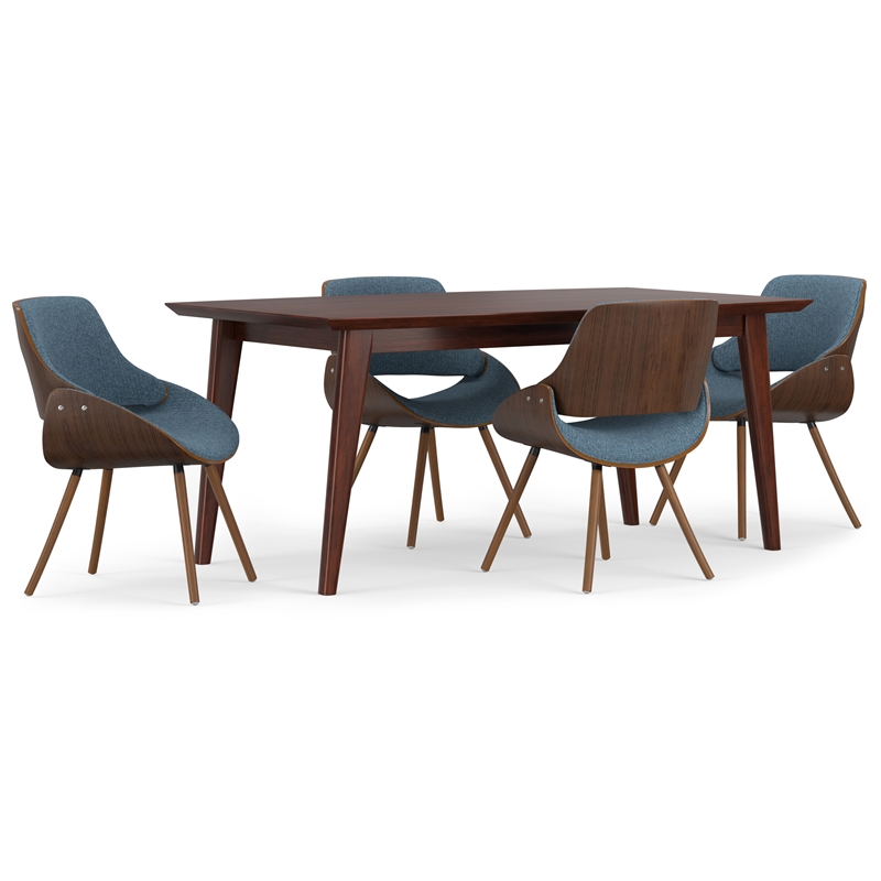 Malden/Draper Modern 5Pc Dining Set with Bench with 4Chairs in Blue & 66