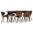 Marana/Draper Modern 7Pc Dining Set with 6Chairs in Black Faux Leather&66