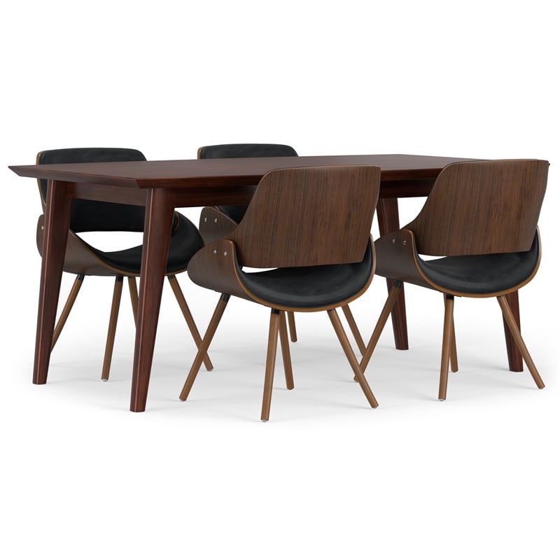 Malden / Draper Modern 5 Pc Dining Set with Bench&4 Chairs in Black& 66