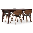 Marana/Draper Modern 5Pc Dining Set with 4Chairs in Brown Faux Leather&66