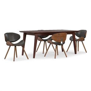 Marana/Draper Modern 5Pc Dining Set with 4Chairs in Brown Faux Leather&66&quotTable