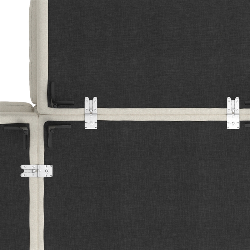 Simpli Home Ava Corner Sectional in Tightly Woven off white Performance Fabric