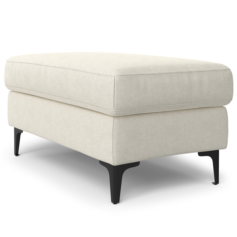 Ava Ottoman in Tightly Woven Performance off white Fabric