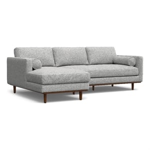 Morrison Mid Century Left Sectional 102&quotWD Sofa in Mist Gray Woven-Blend Fabric