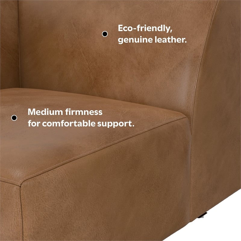 Simpli Home Rex Corner Sofa Module in Genuine Leather