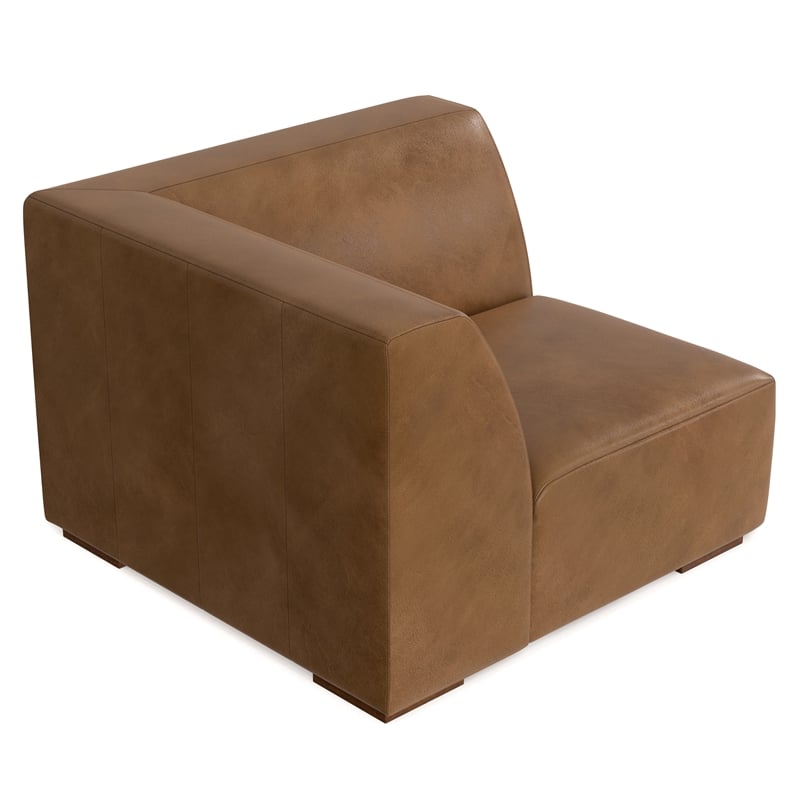 Simpli Home Rex Corner Sofa Module in Genuine Leather