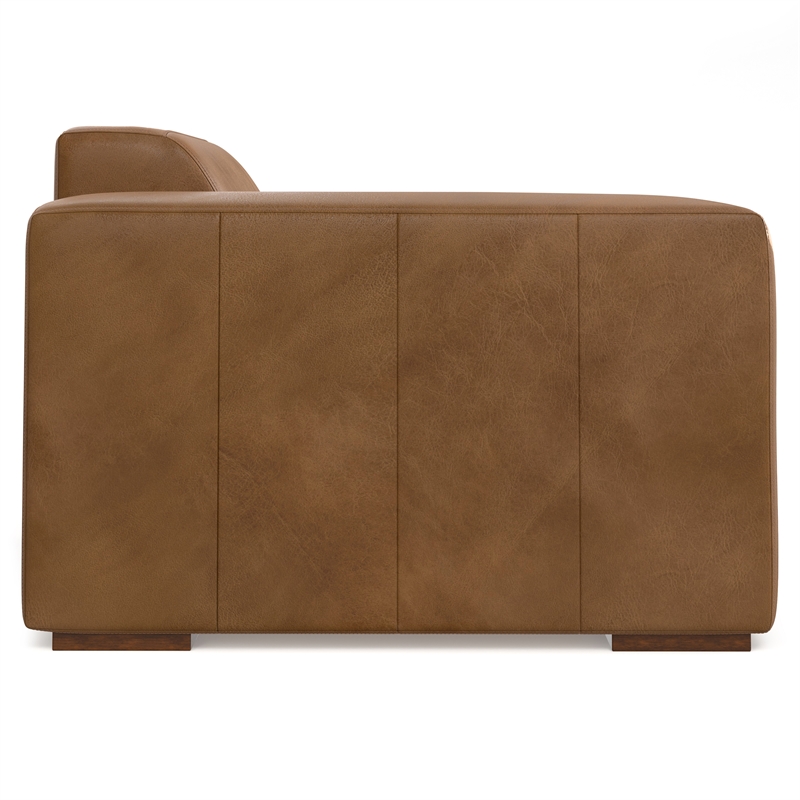 Simpli Home Rex Left-Arm Sofa Module in Genuine Leather